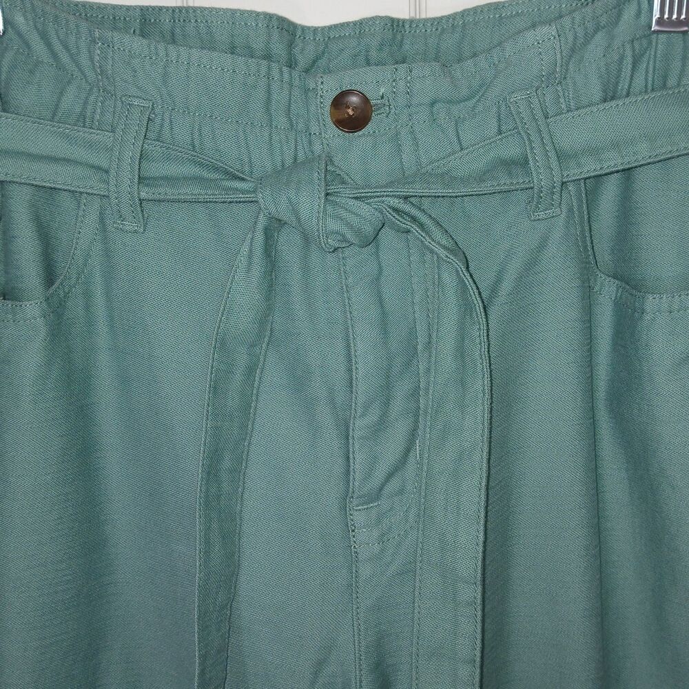 NWT $98 J. Crew  Paperbag Waist Pants Tie Belt Wide Leg Green 2 Preppy Old Money - Picture 4 of 16